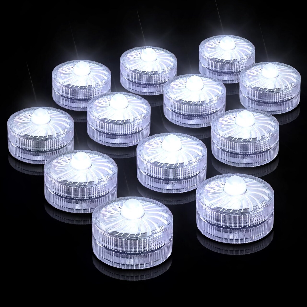 Submersible LED Light,White Small LED Light,100 Hours Waterproof Flameless Led Lights Battery Powered for Wedding Home Vase Festival Party Decoration 12pcs (Built-in 24 Batteries)